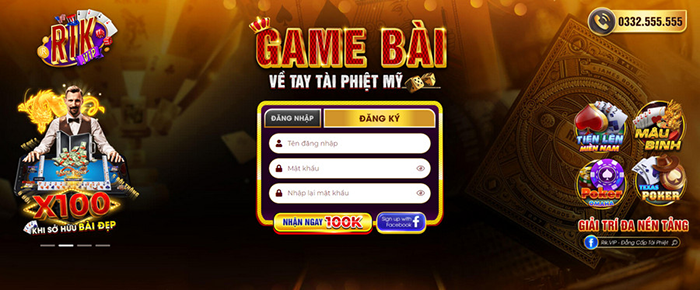 Đăng ký cổng game Rikvip - Nhận liền tay 100K tiền mặt